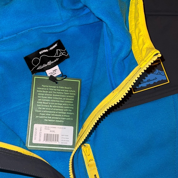 NEW Men’s Eddie Bauer x Homme Femme Collab Fleece Outback Blue Hoodie Jacket NWT - Picture 11 of 14